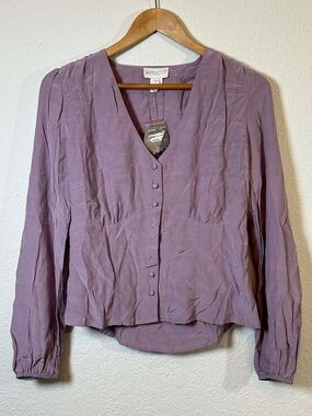 APRICOT Dusty Lavender V-Neck Button Front Blouse